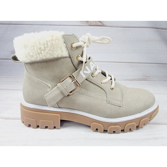 Womens Nautica Evona Ankle Hiker Boots Lace Up Beige Taupe Faux Suede Sz 7.5 - Picture 8 of 16